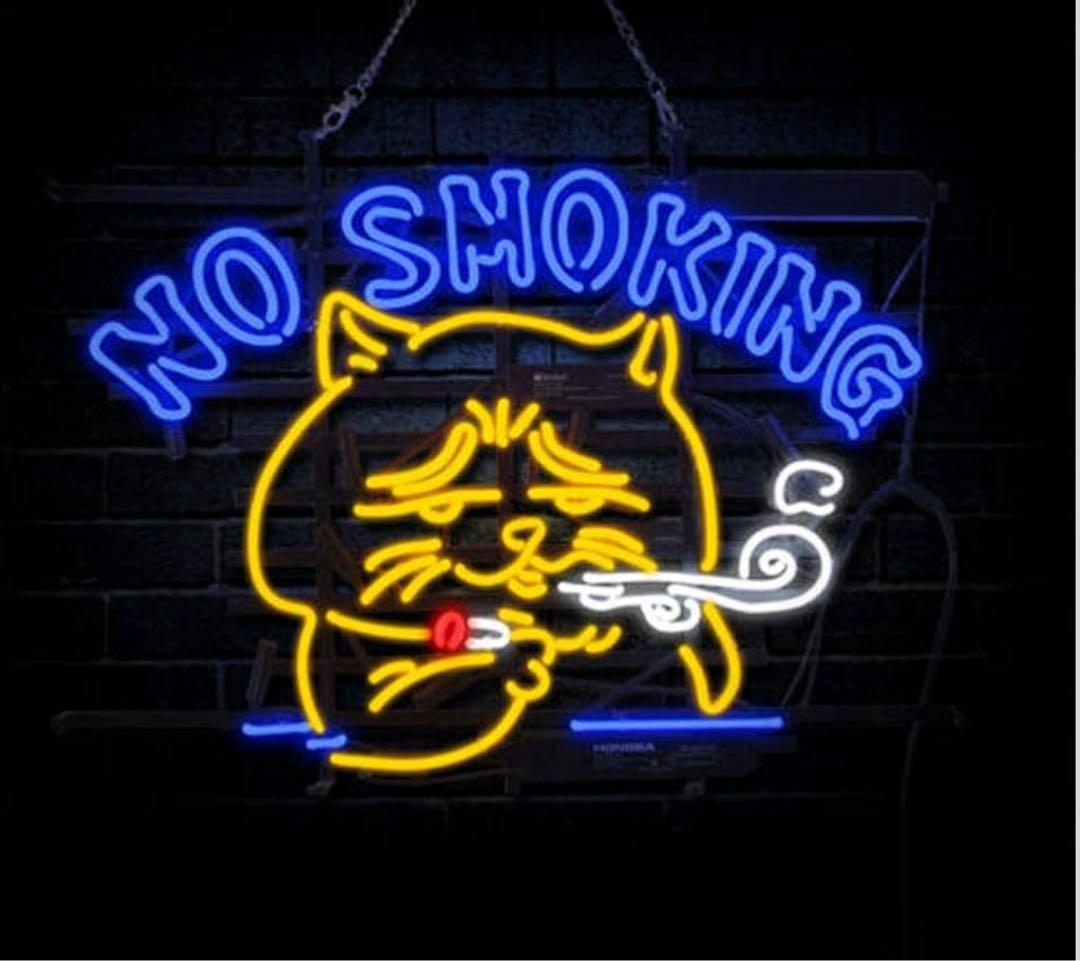 オリジナル　ネオン管 NO SMOKING 猫 キャラクター 看板　オーダー