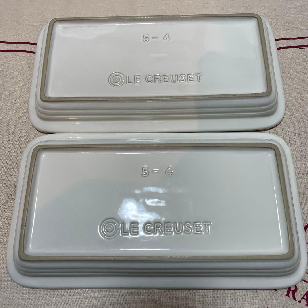 《美品》ルクルーゼ　長方形皿&フラワーディッシュ 4点セット