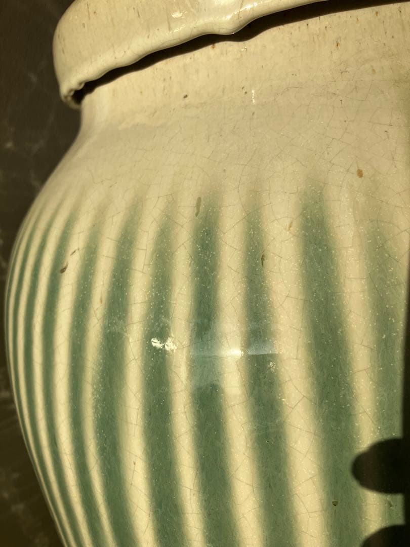 信楽焼 茶壺 大壺 すだれ壺 ストライプ柄 明治 アンティーク - メルカリ