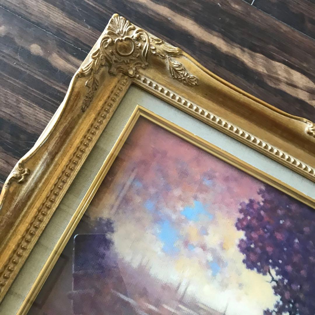 島田武朋「夕照圖」油彩 F4額装 油絵 油画 絵画 C