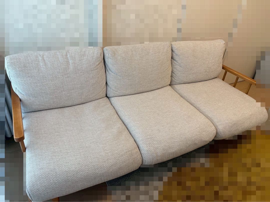 人気アイテム　unico SIAL　3人掛けソファ　カバーリング　ナチュラル