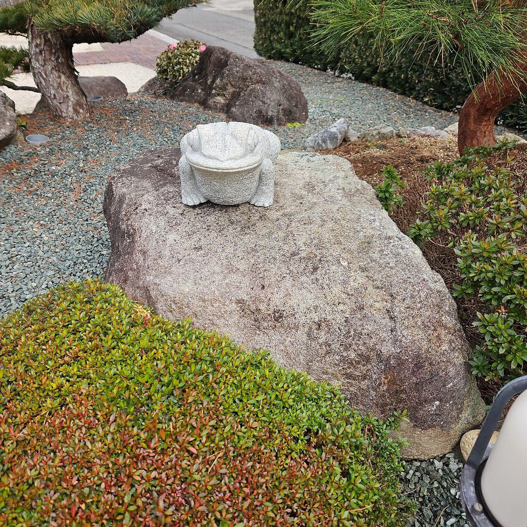 めい 御影石 カエル 約30cm 12Kg