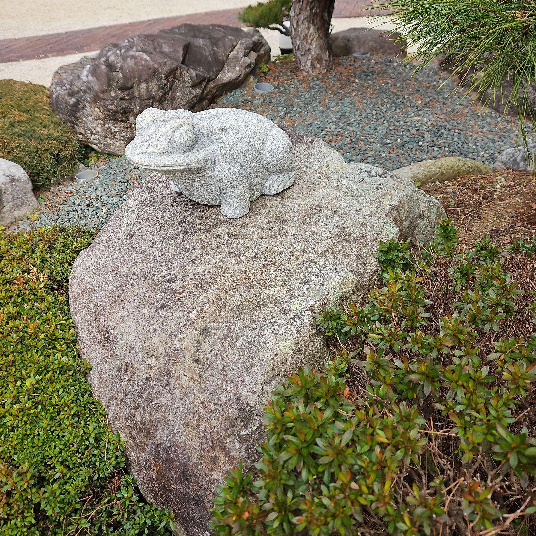 めい 御影石 カエル 約30cm 12Kg