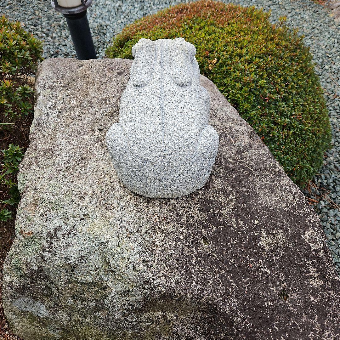 めい 御影石 カエル 約30cm 12Kg
