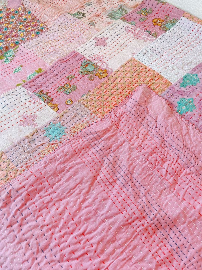 少し訳ありのため特価！カンバディアキルト　ピンク