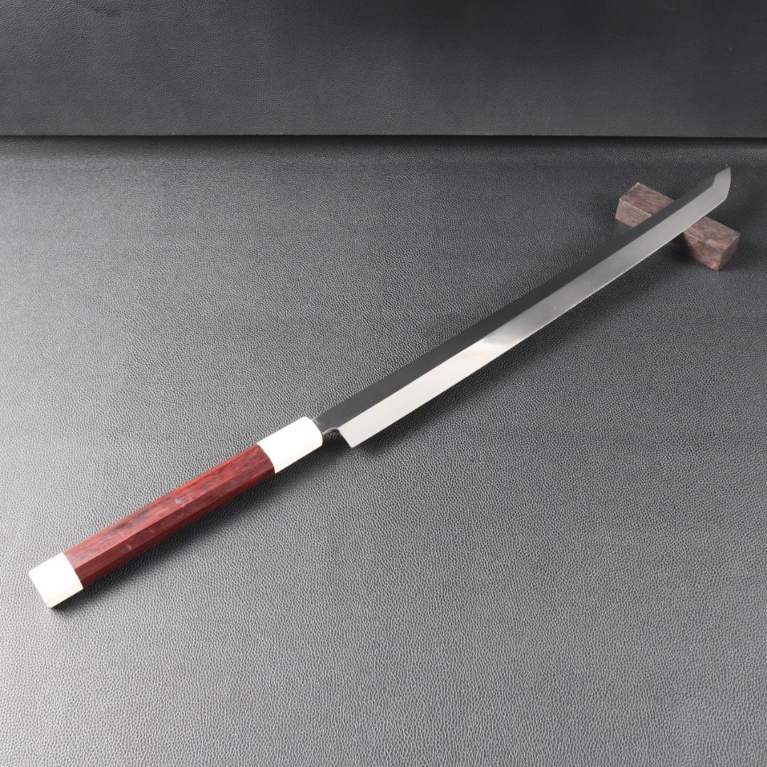 梵静刃物マグロ包丁刃渡700mm鏡面仕上げ 刺身包丁反りスネークウッド柄 鞘付き