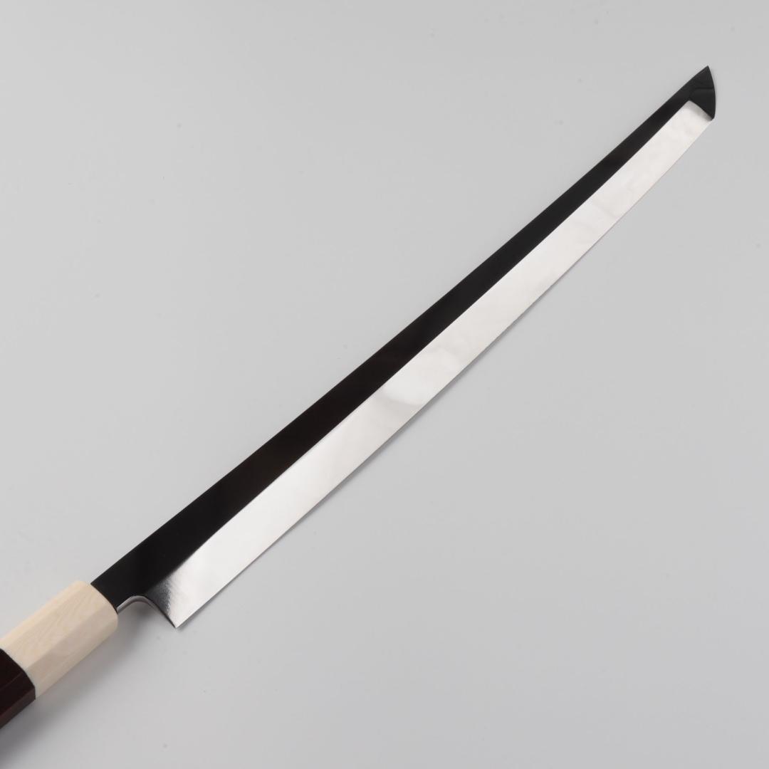 梵静刃物マグロ包丁刃渡700mm鏡面仕上げ 刺身包丁反りスネークウッド柄 鞘付き