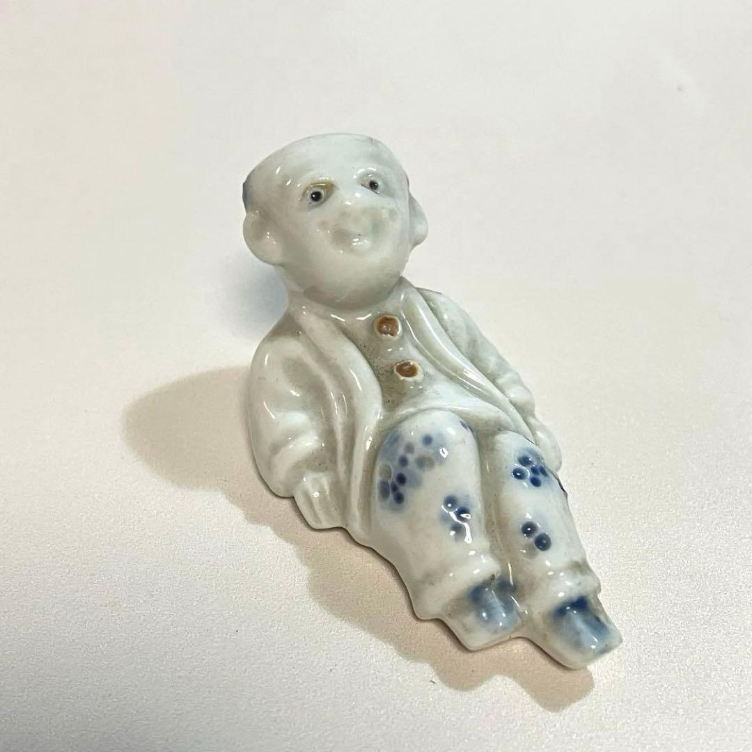 骨董 長崎 古平戸焼 唐子人形 5体組 染付 三川内焼 陶製人形 民芸