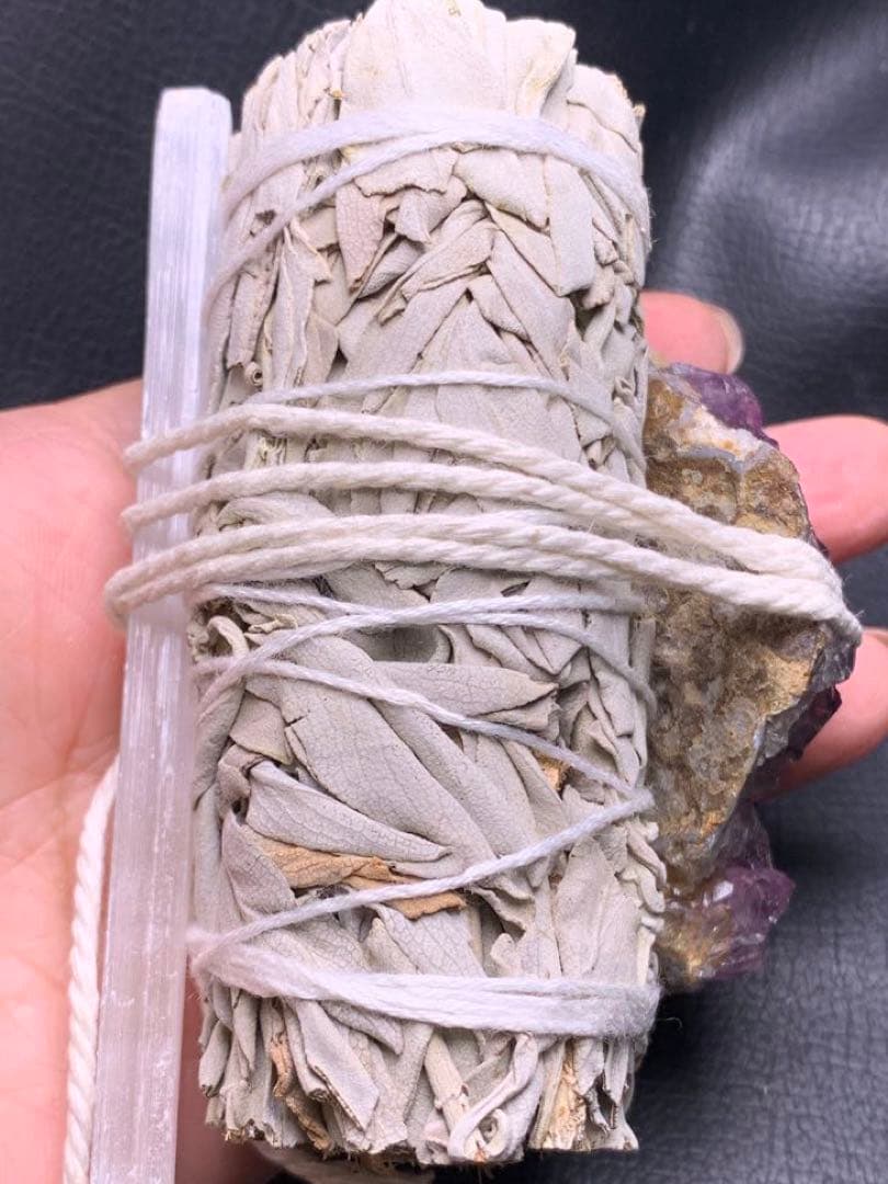 071111 ホワイトセージ＋アメジスト原石＋セレナイト原石