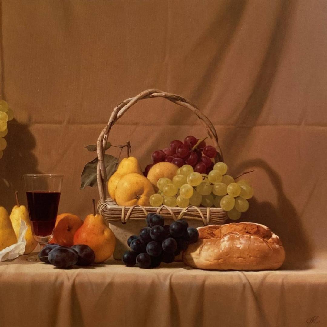 森本草介、【果物たちの宴】、希少な画集より、新品額装付、マット額装付き