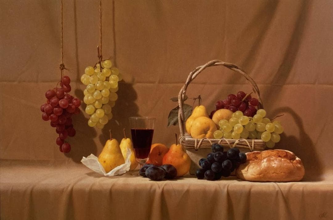 森本草介、【果物たちの宴】、希少な画集より、新品額装付、マット額装付き