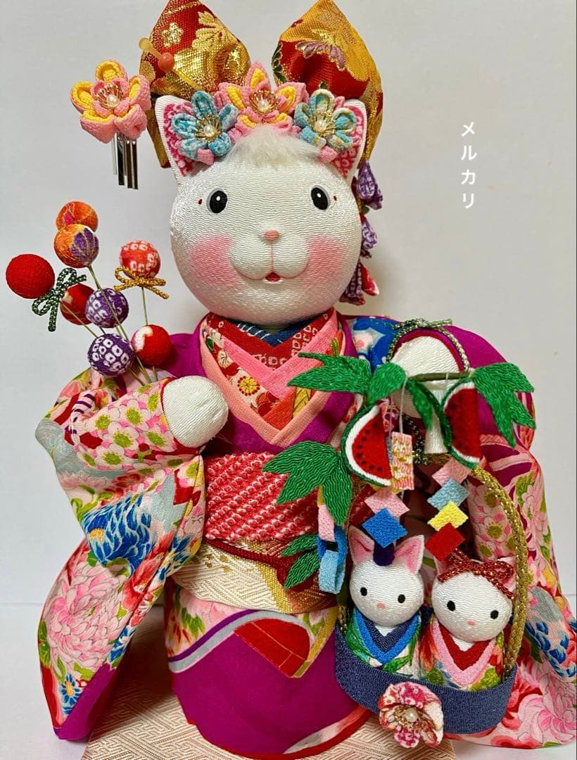 ねこの創作人形】ちりめん細工 縮緬細工 招き猫 まねき猫 和風猫 七夕