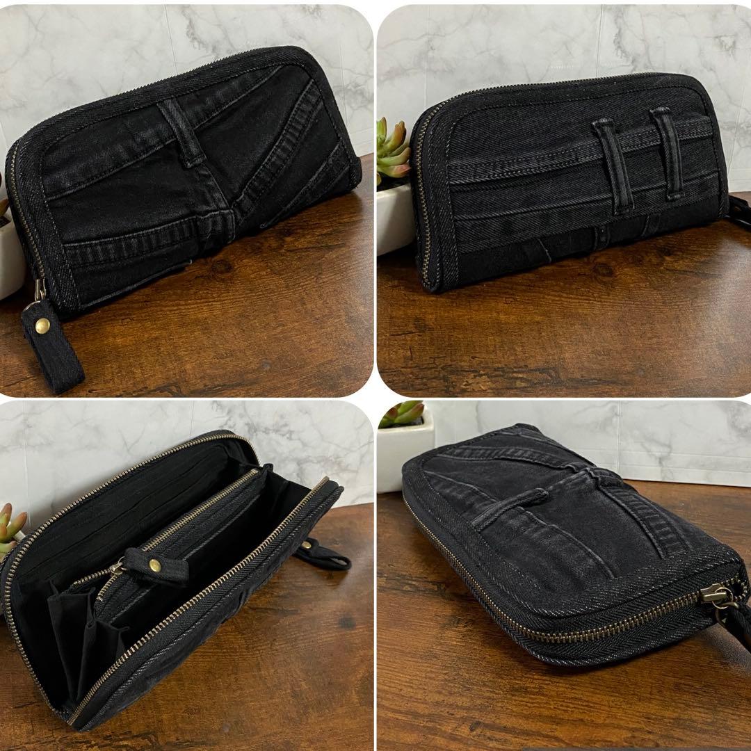 専用*No.26 デニムリメイク【ラウンドファスナー長財布】ハンドメイド
