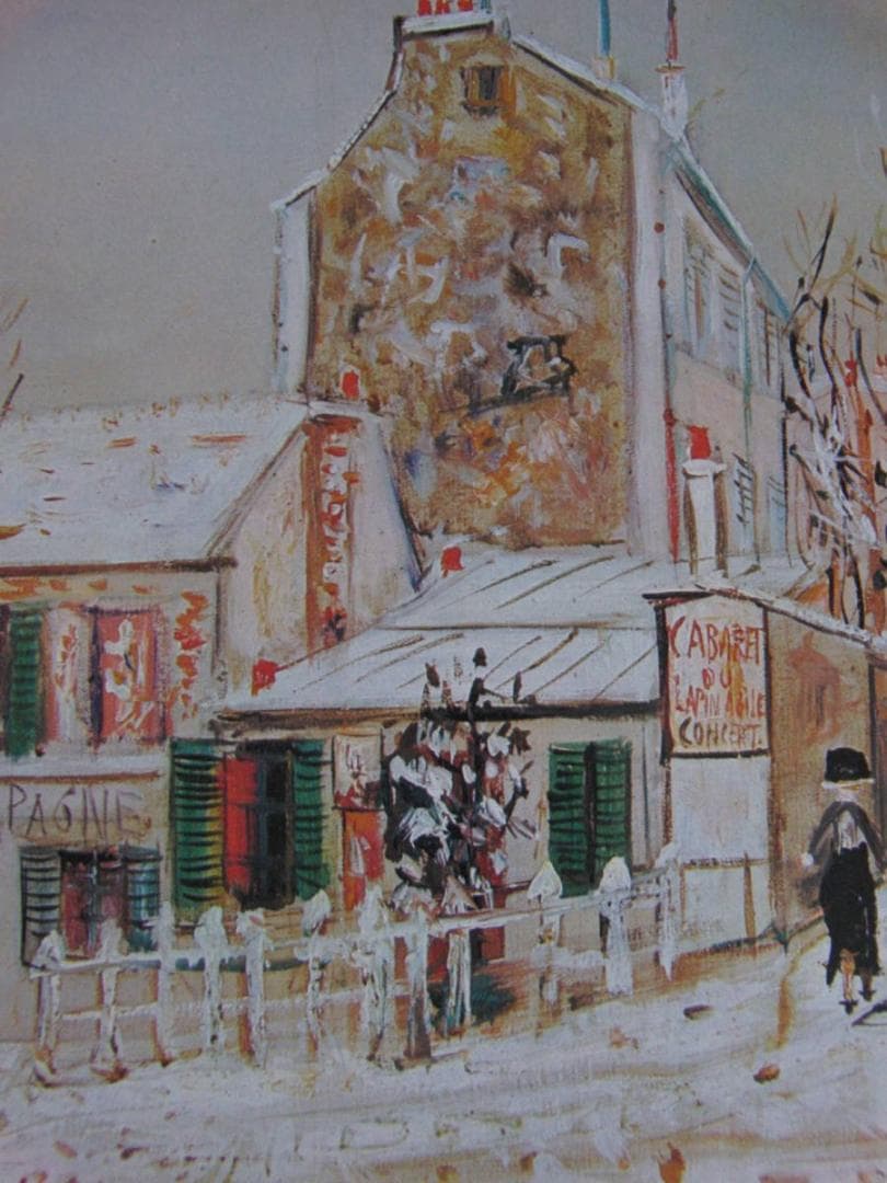 モーリス・ユトリロ、【雪のラパン・アジル】、希少な額装用画集より