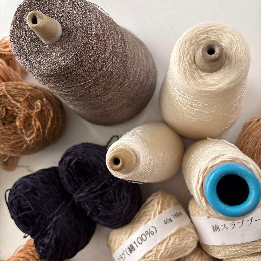 裂き織りの糸　さおり織り　柿渋染め　麻