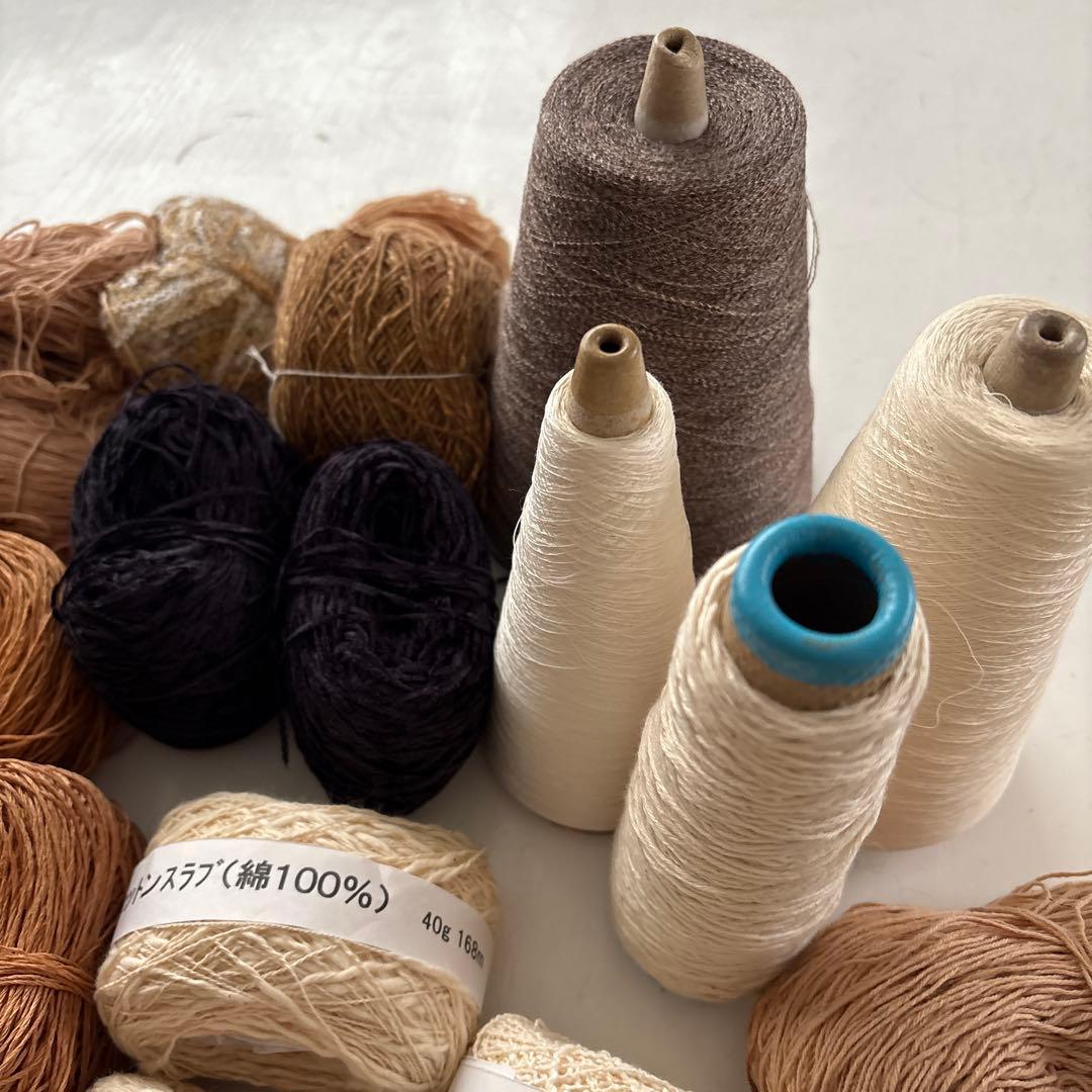 裂き織りの糸　さおり織り　柿渋染め　麻