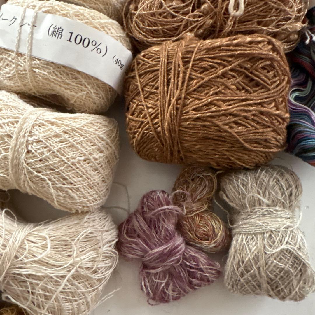 裂き織りの糸　さおり織り　柿渋染め　麻