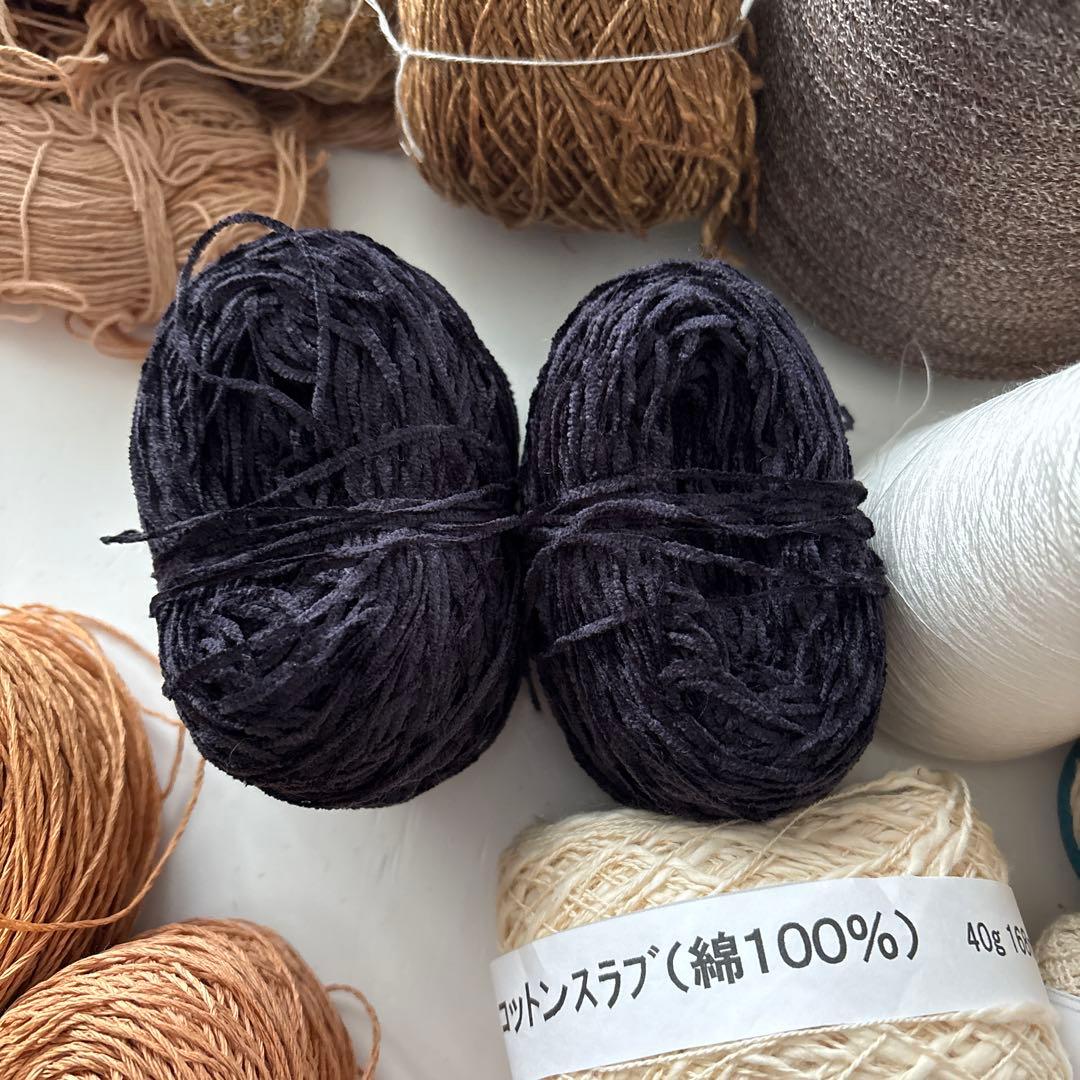 裂き織りの糸　さおり織り　柿渋染め　麻