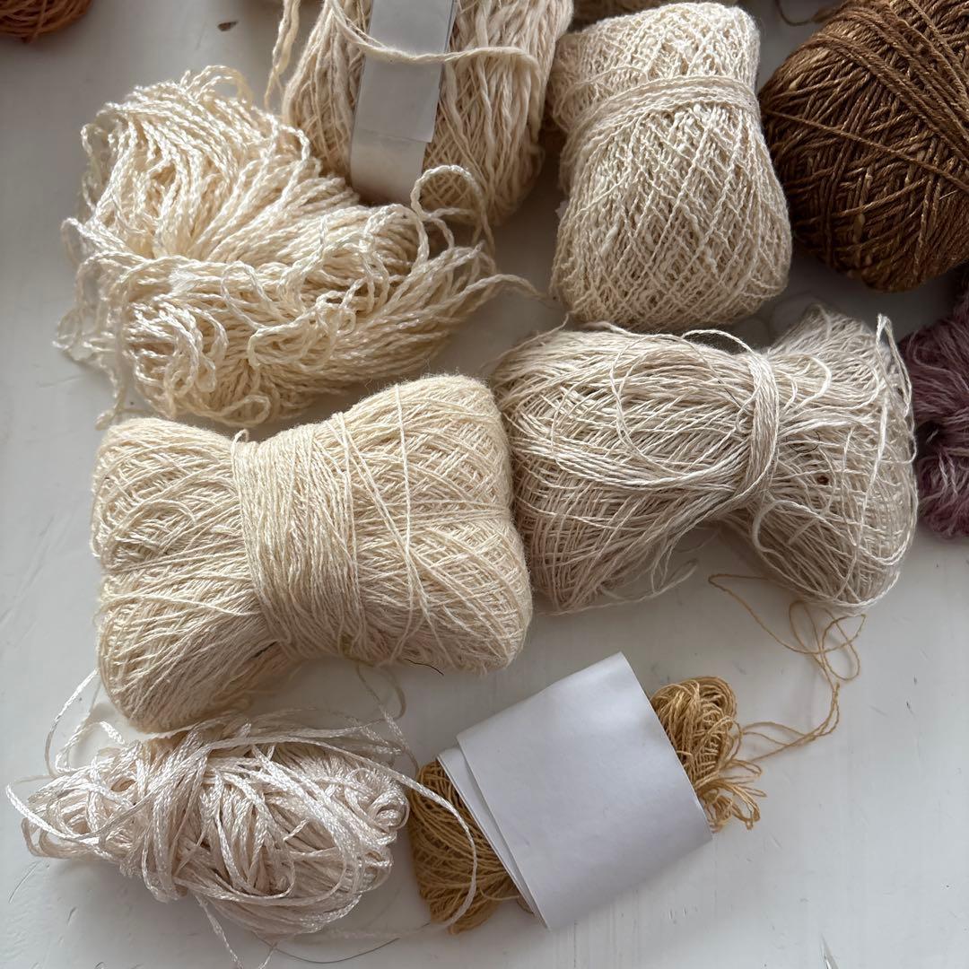 裂き織りの糸　さおり織り　柿渋染め　麻