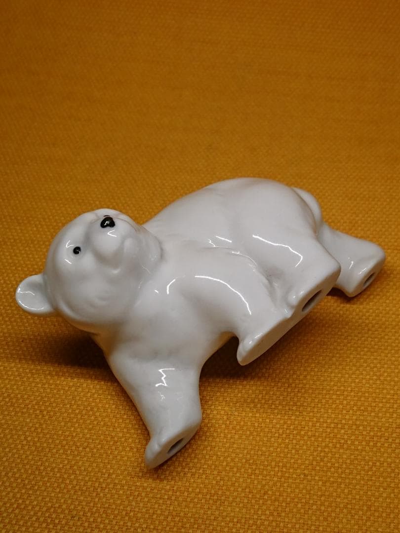 【美品】ビンテージ　熊　白熊　陶器　置物　インテリア　工芸品　美術品　A1256