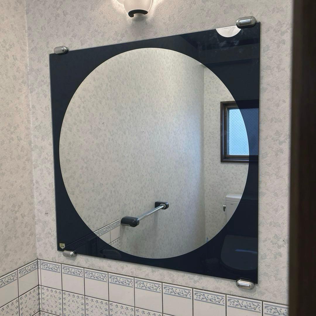 TOTO 耐食鏡　壁掛け鏡　化粧鏡　鏡　ミラー　角形　レトロ　70×70cm