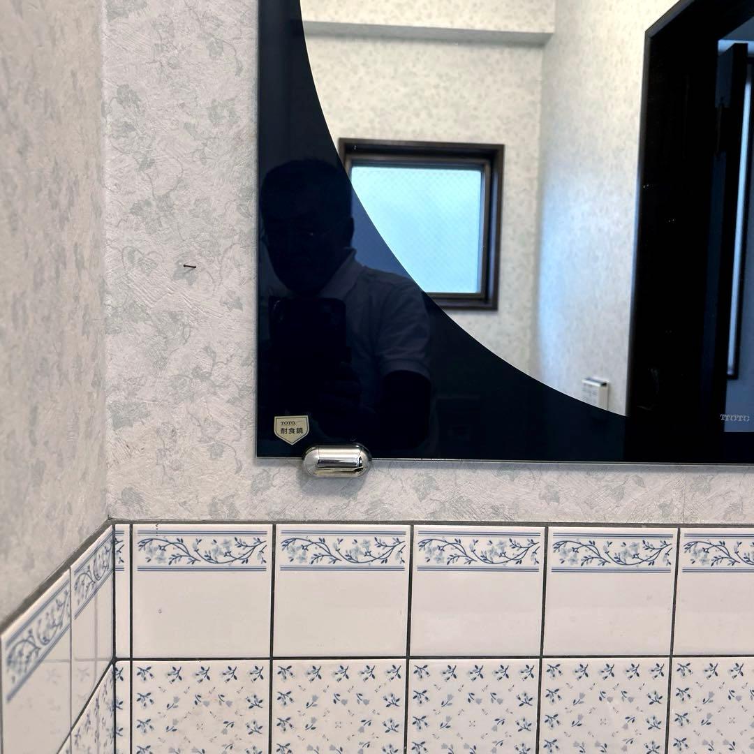 TOTO 耐食鏡　壁掛け鏡　化粧鏡　鏡　ミラー　角形　レトロ　70×70cm