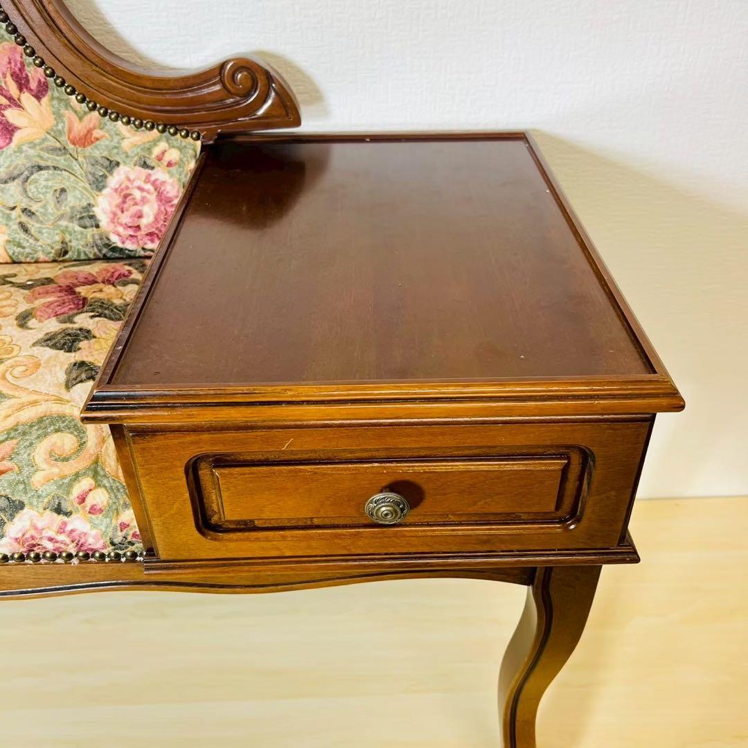 テレフォンベンチ テレフォンチェア 猫脚 猫足 サイドテーブル付き 椅子 木製