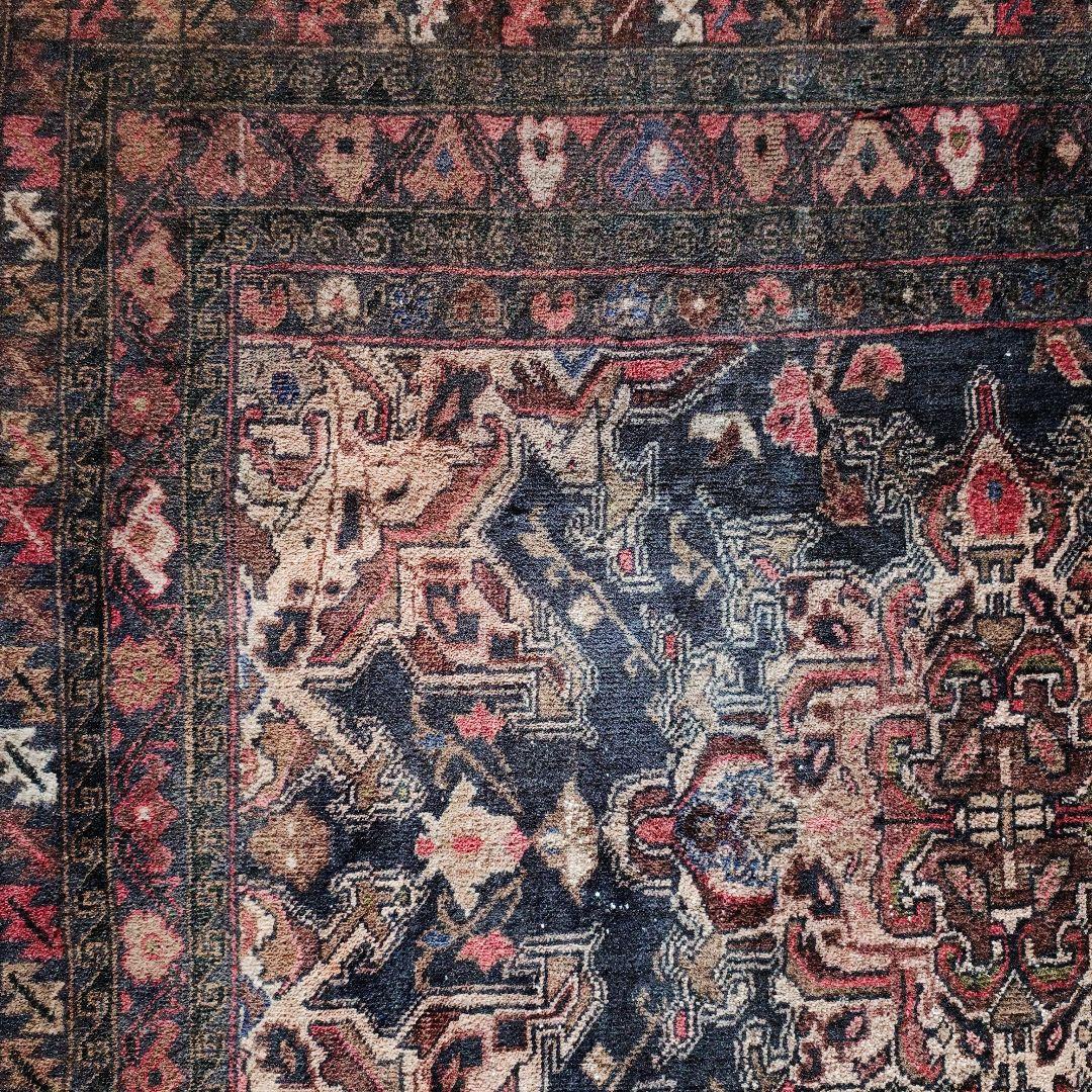 【ヴィンテージ】 経年変化の美しい バルーチ ラグ トライバル ネイビー レッド