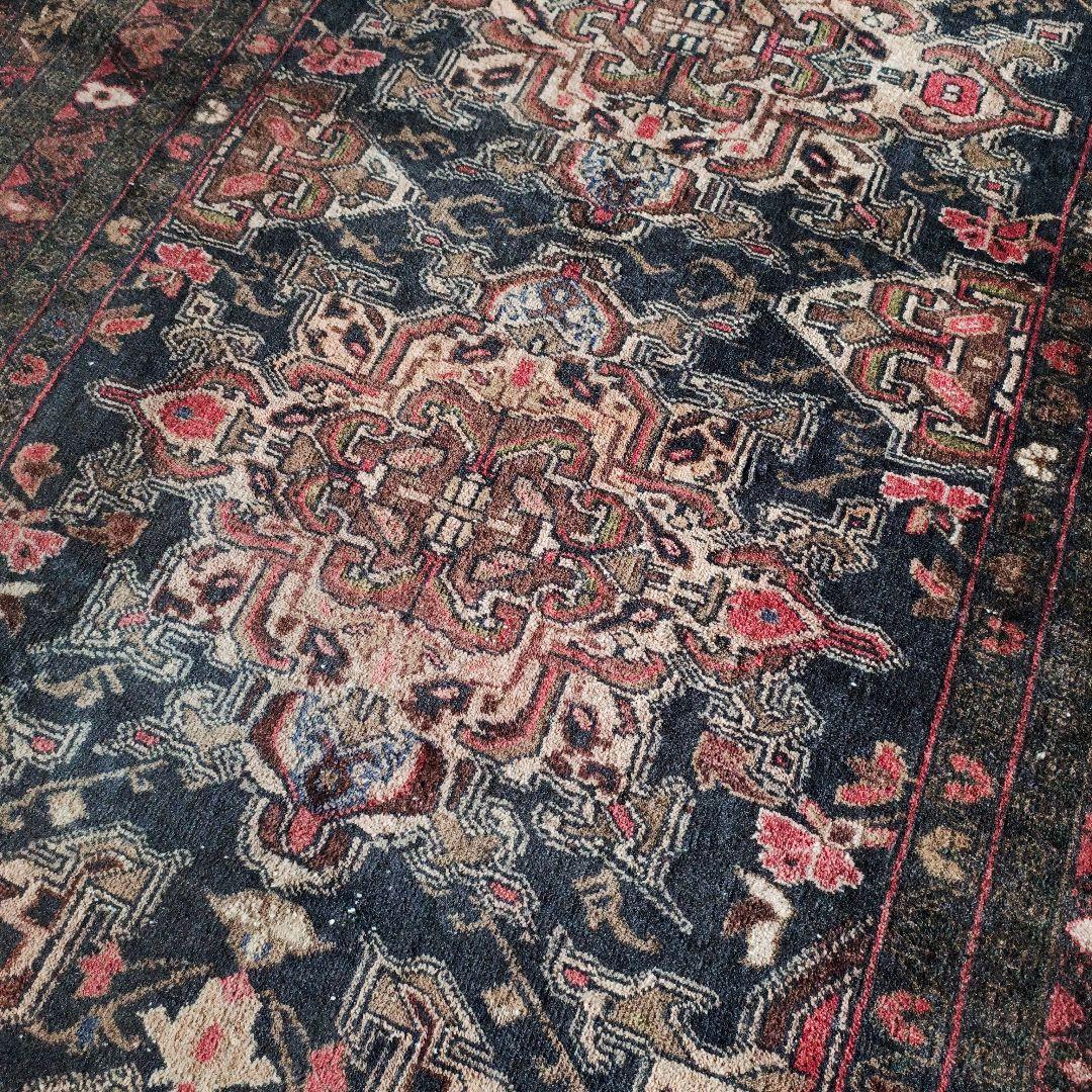 【ヴィンテージ】 経年変化の美しい バルーチ ラグ トライバル ネイビー レッド