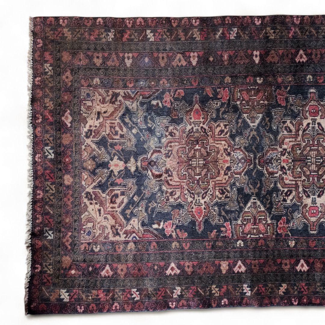 【ヴィンテージ】 経年変化の美しい バルーチ ラグ トライバル ネイビー レッド