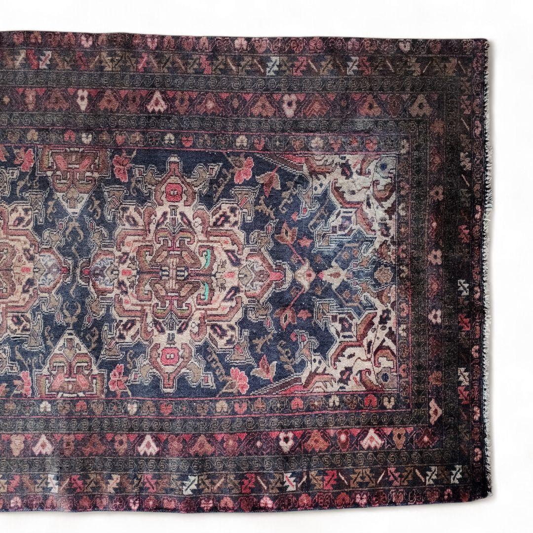 【ヴィンテージ】 経年変化の美しい バルーチ ラグ トライバル ネイビー レッド