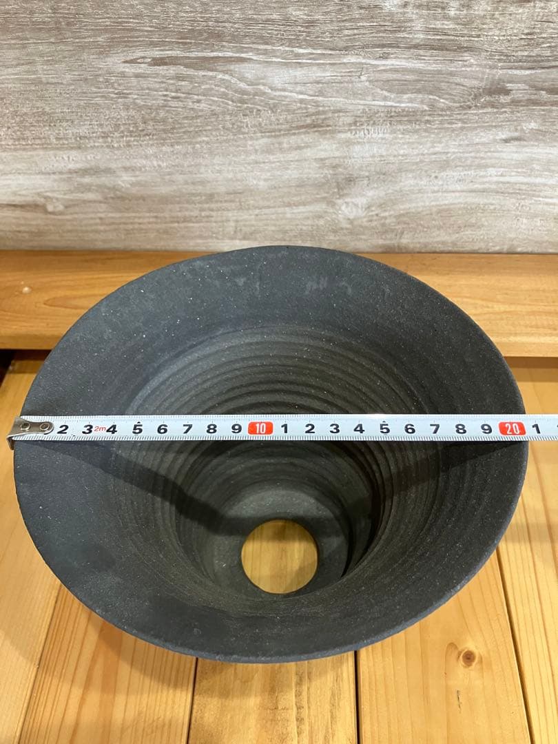 KAMIYAMA 黒鉄釉　かみ山陶器　植木鉢　ハンドメイド