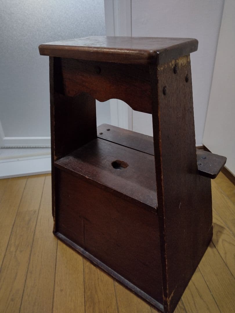 木製階段脚立 踏み台 2段 足場 ステップ台 収納付 小物入れ