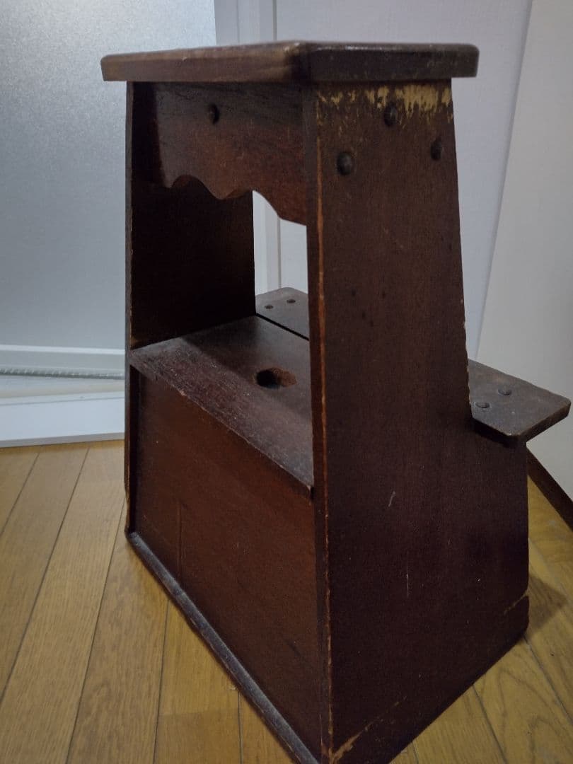 木製階段脚立 踏み台 2段 足場 ステップ台 収納付 小物入れ