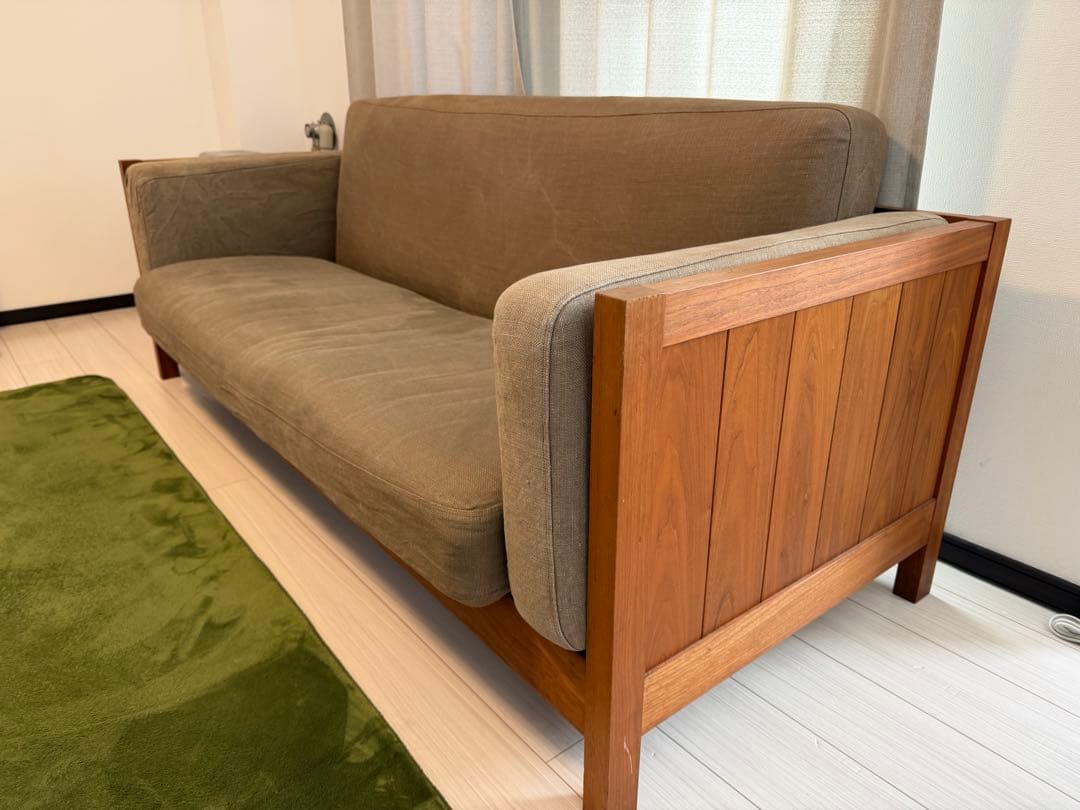 美品　北の住まい設計社　3人がけソファー　天然木　札幌から出品