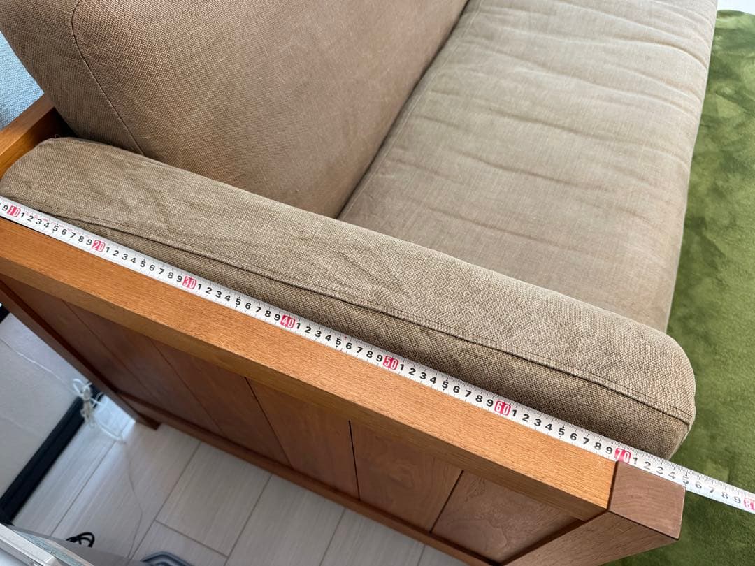 美品　北の住まい設計社　3人がけソファー　天然木　札幌から出品