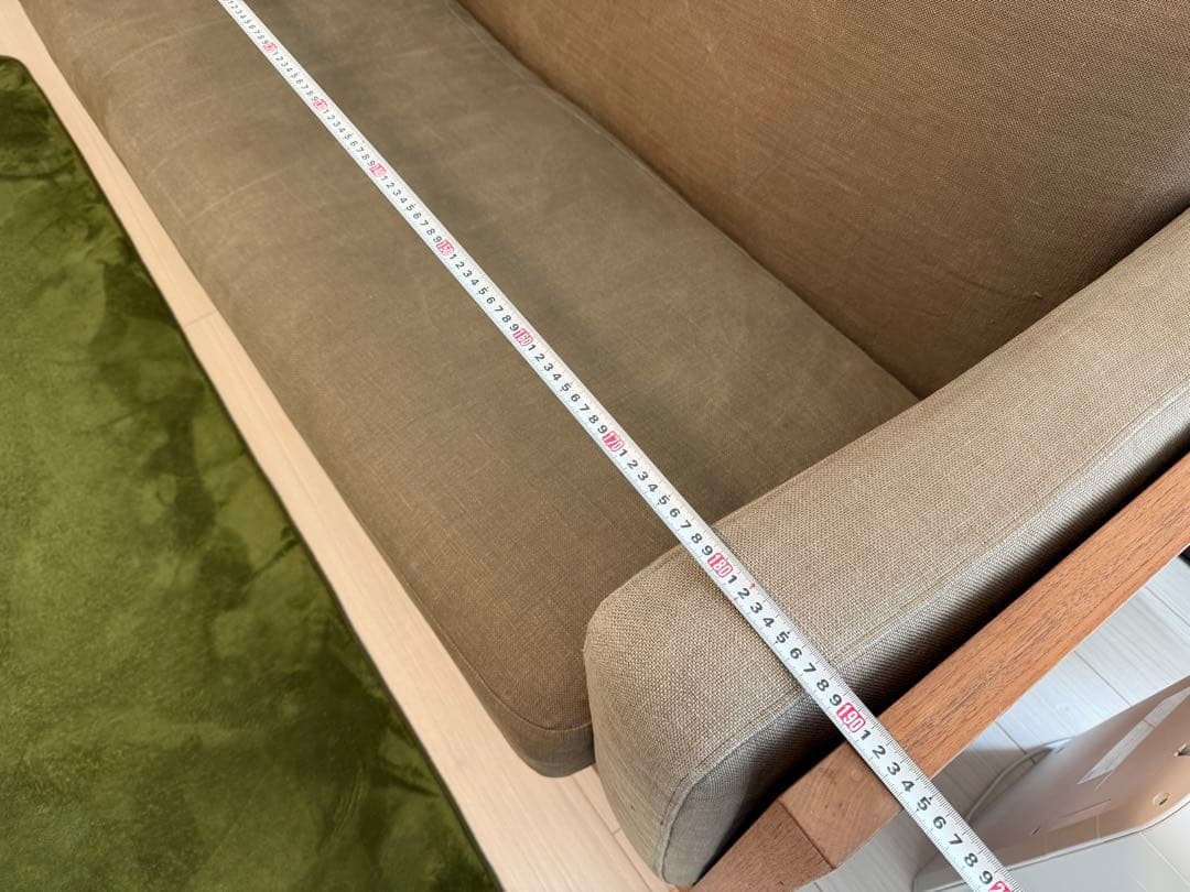 美品　北の住まい設計社　3人がけソファー　天然木　札幌から出品