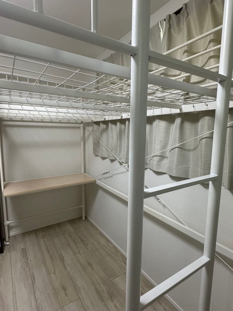 東京取引限定ロフトベッド 200cm高 ハイタイプ パシングルベッドデスク付き