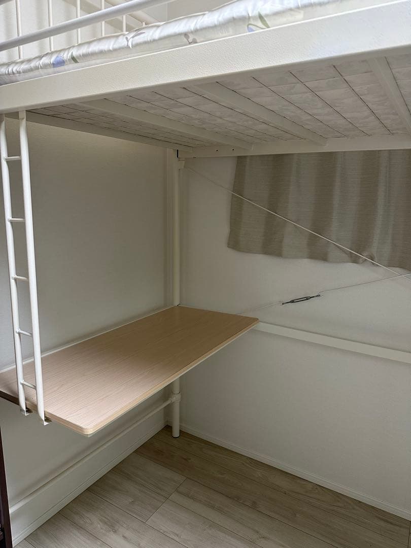 東京取引限定ロフトベッド 200cm高 ハイタイプ パシングルベッドデスク付き