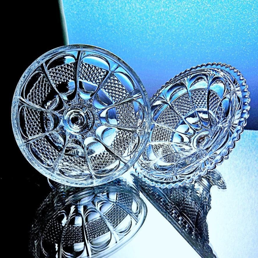 輝くオールドバカラ ディアマンビゾーの蓋付きコンポート【19世紀後半】