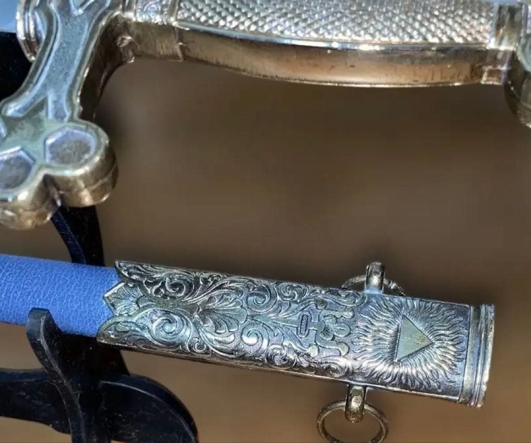 儀礼用ロングソード】青のメイソン装飾剣／フリーメイソン象徴入り