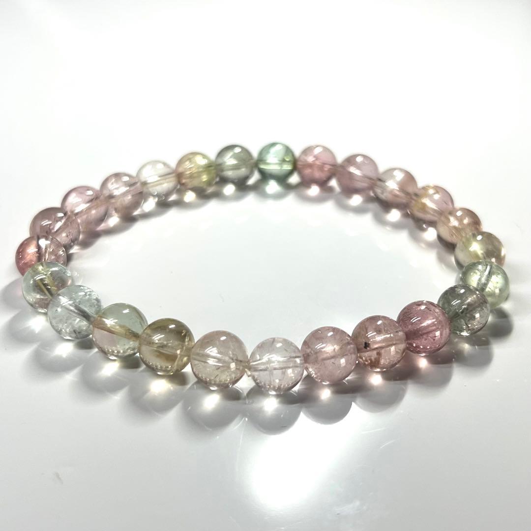 高品質　マルチカラートルマリンブレスレット　透明感良き　12