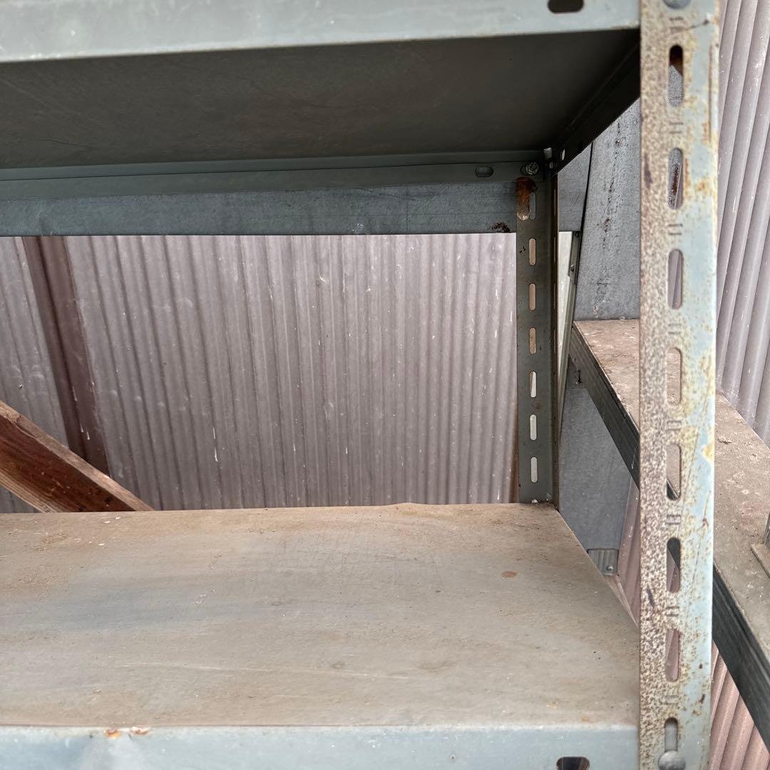 古道具　3段スチールラック グレー 【屋外用にお勧め】