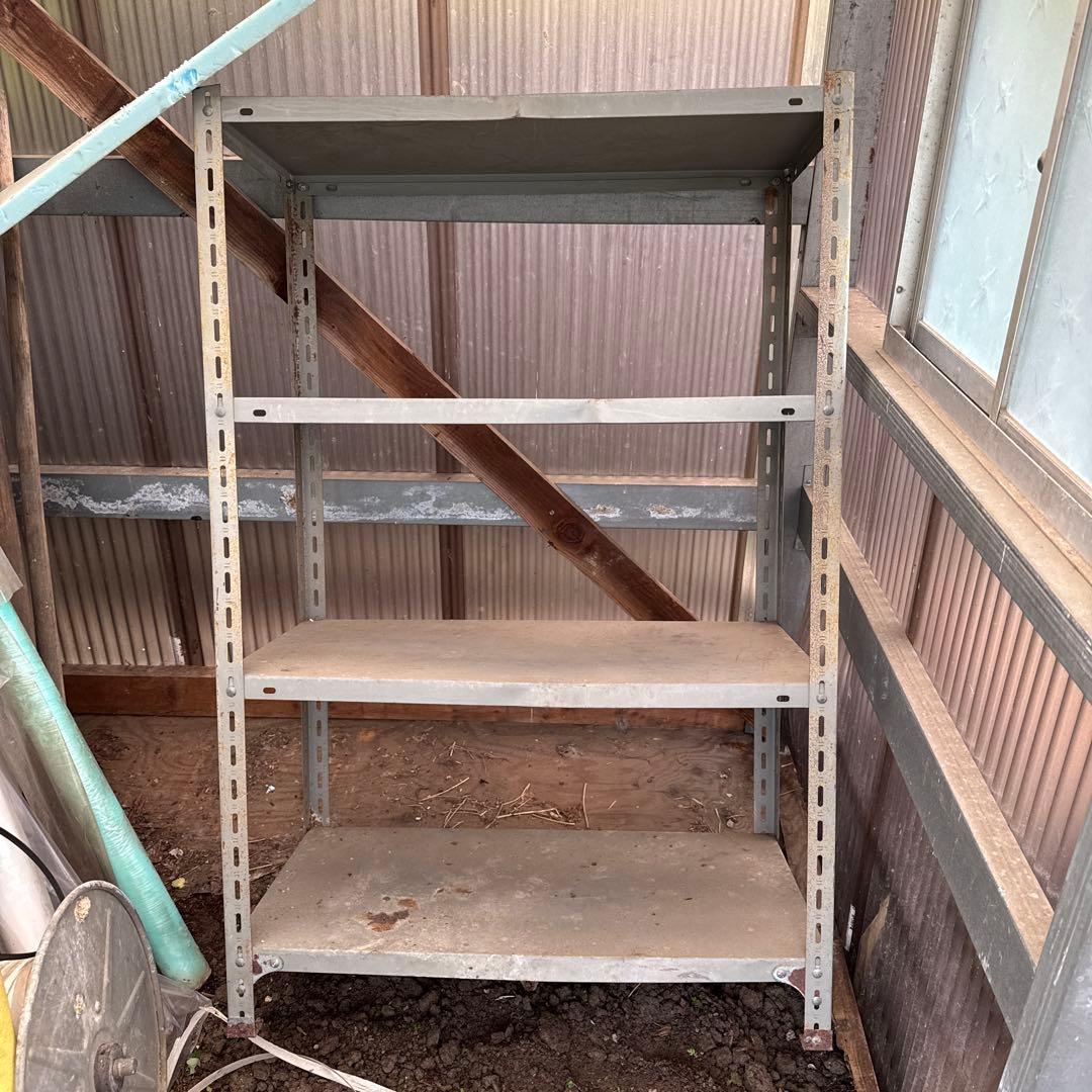 古道具　3段スチールラック グレー 【屋外用にお勧め】