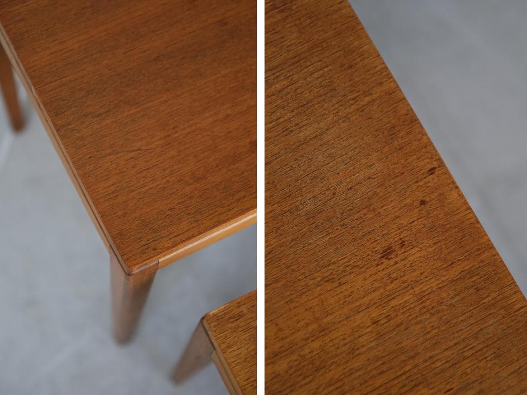 英国アンティーク木製ネストテーブル3台/収納式机/飾り棚/花台(91-143-1