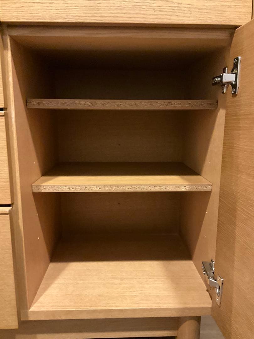 ダイニングボード/ホワイトオーク/スライドレール/無垢材/食器棚