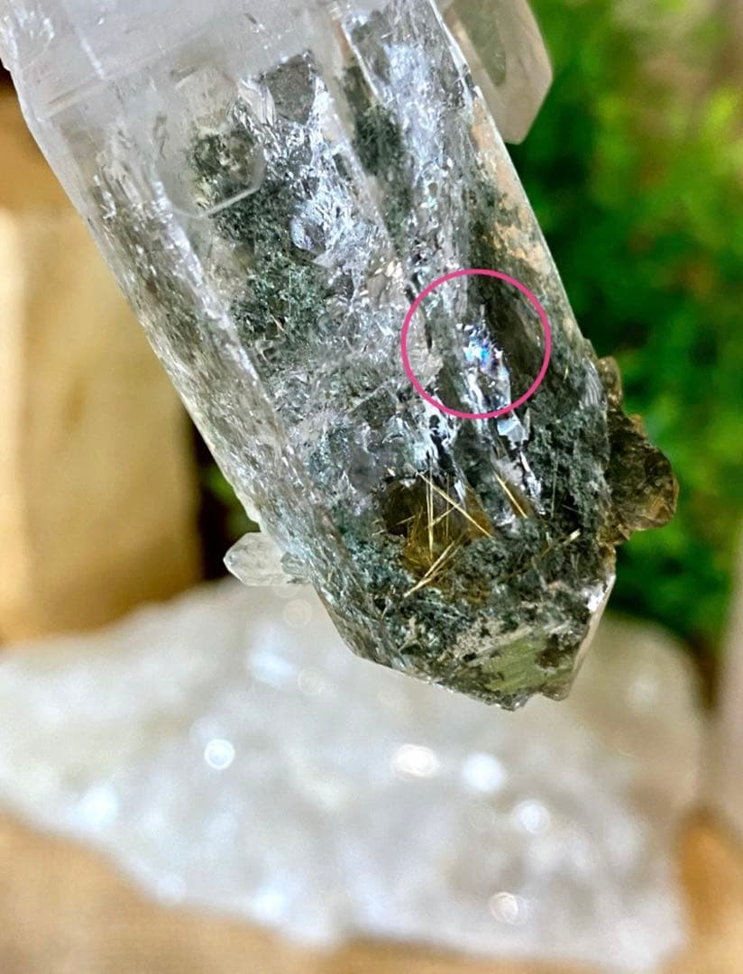 ヒマラヤ水晶クラスター　ベントクォーツ　マニハール産　曲がり水晶　ゴールドルチル