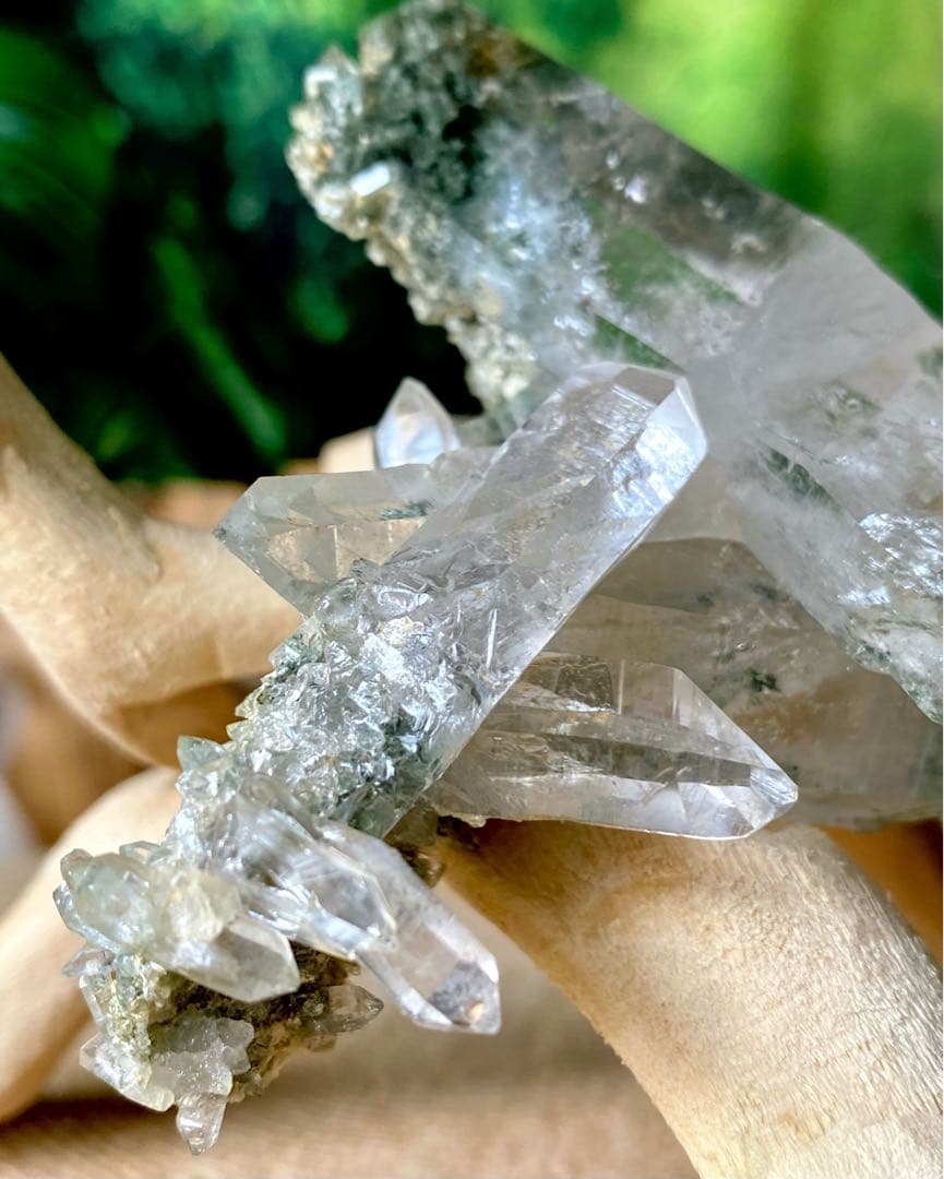 ヒマラヤ水晶クラスター　ベントクォーツ　マニハール産　曲がり水晶　ゴールドルチル