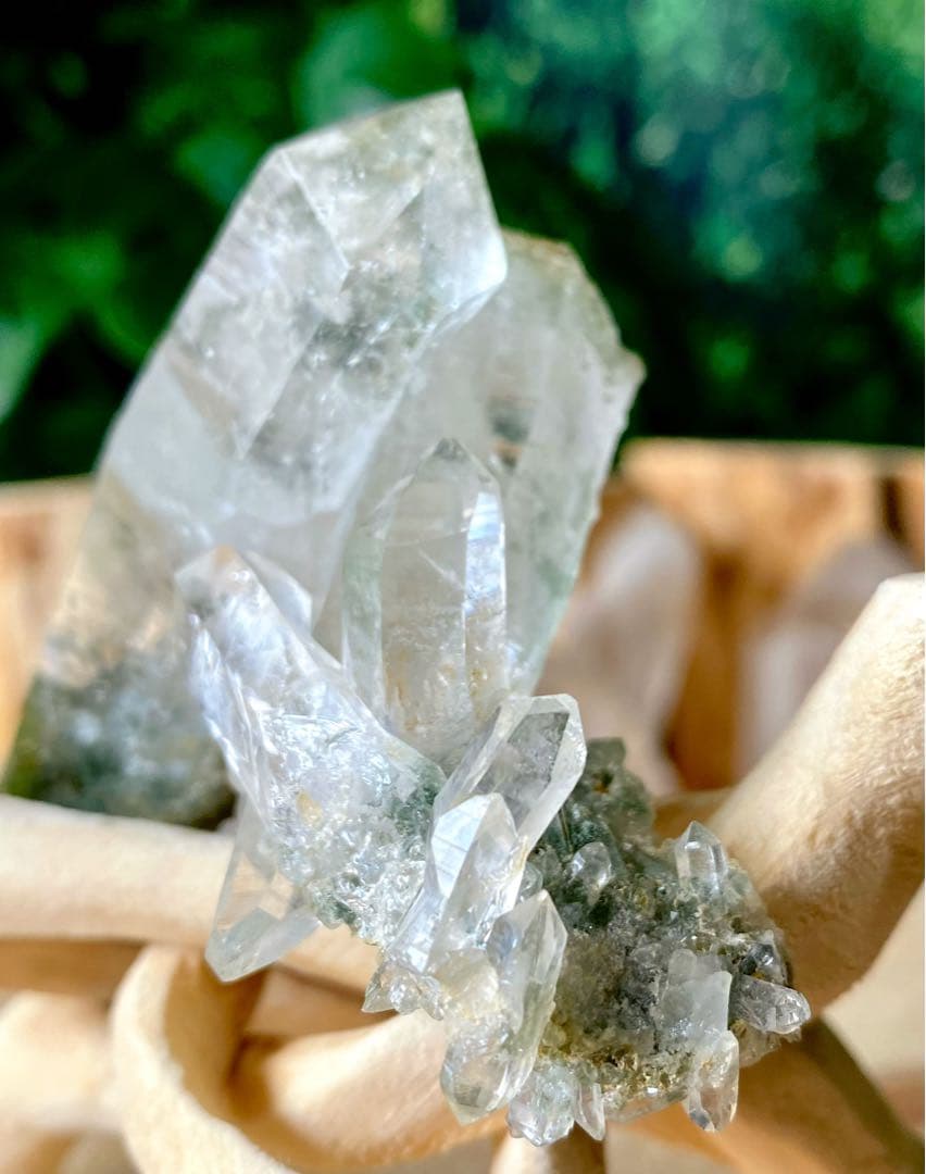 ヒマラヤ水晶クラスター　ベントクォーツ　マニハール産　曲がり水晶　ゴールドルチル