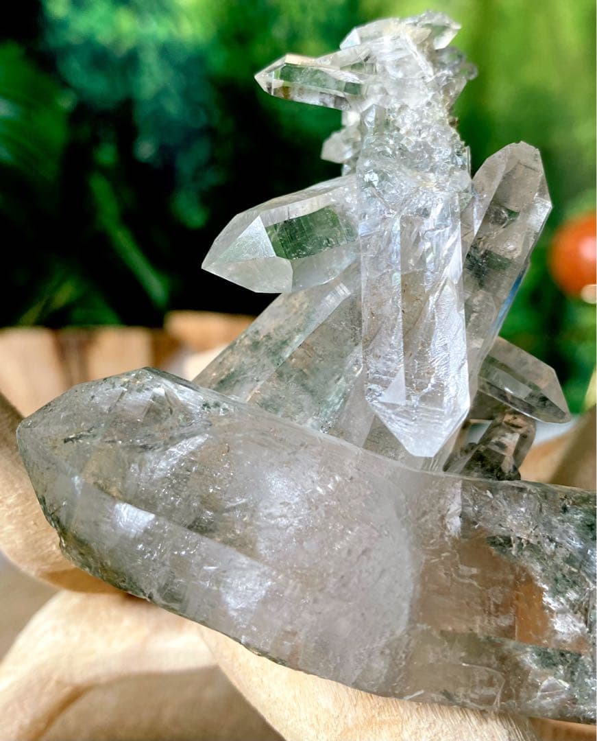 ヒマラヤ水晶クラスター　ベントクォーツ　マニハール産　曲がり水晶　ゴールドルチル